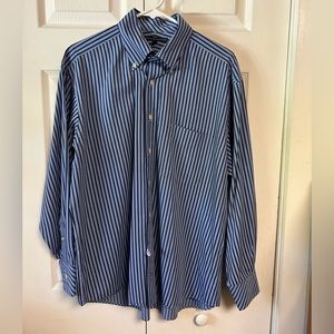 Tommy Hilfiger Men's cotton 100% blue striped dress button down shirt 16 32-33